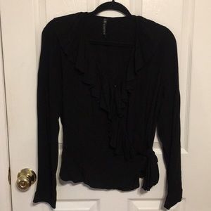 CIRANA BLACK RUFFLED CROSS OVER